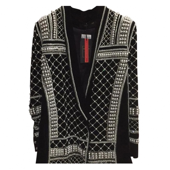 BALMAIN x HM Velvet Beaded Jacket Dress Size US 02 - Picture 1 of 6